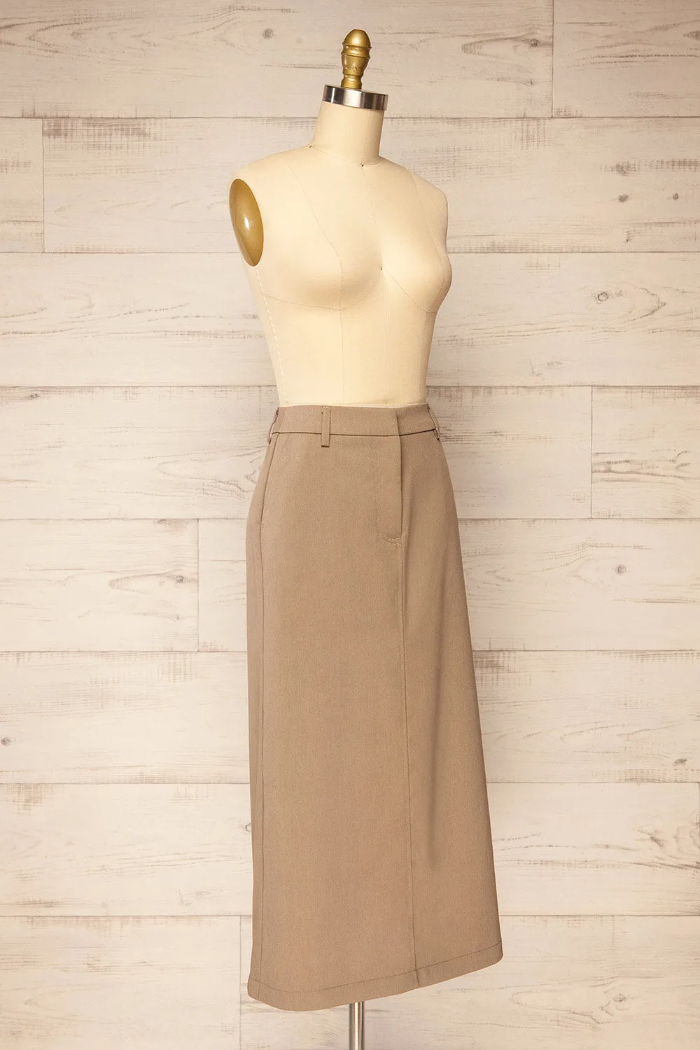 Lacombe | Taupe Midi A-Line Skirt