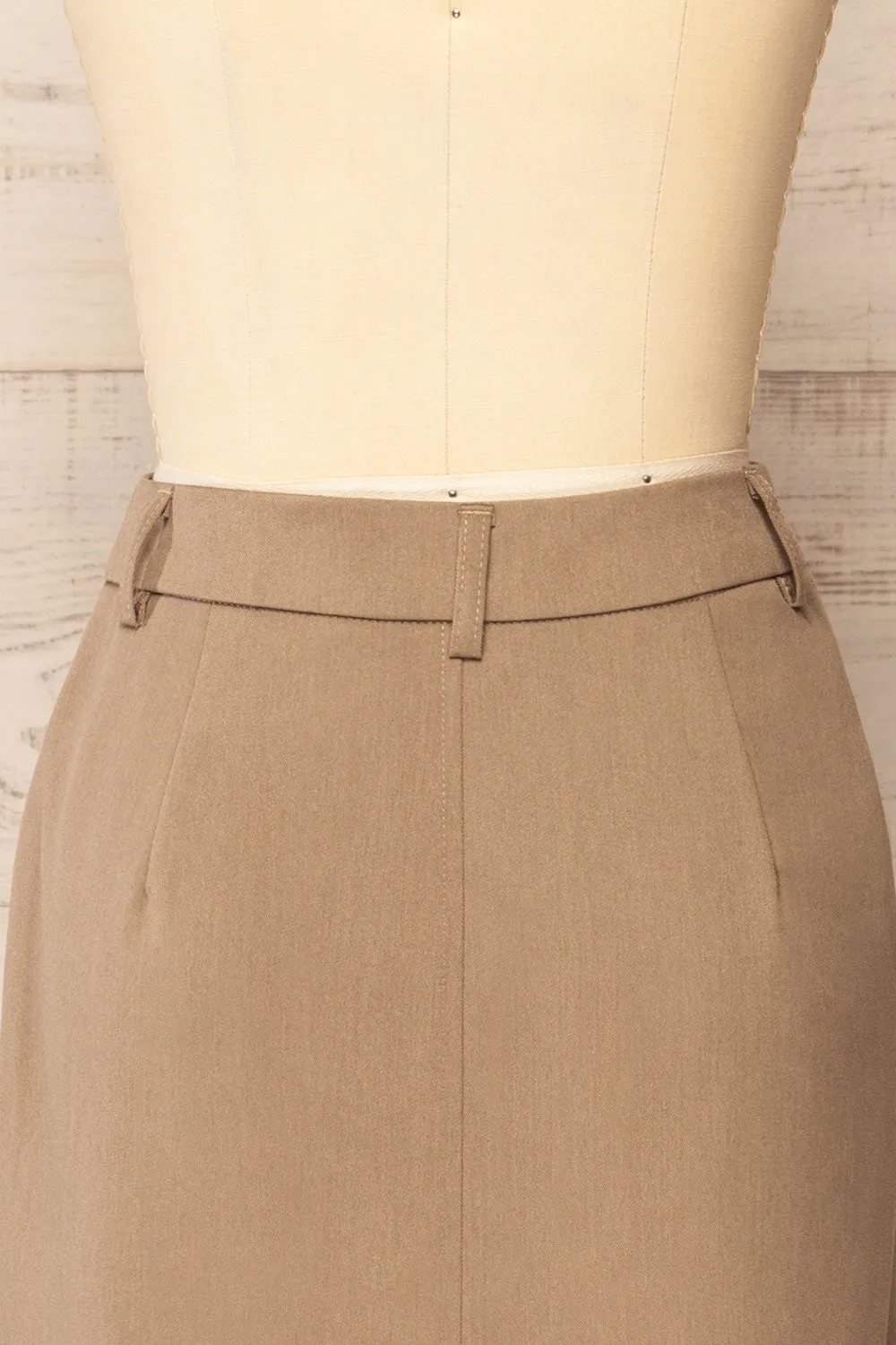 Lacombe | Taupe Midi A-Line Skirt