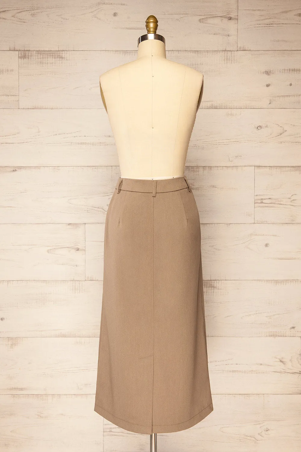 Lacombe | Taupe Midi A-Line Skirt