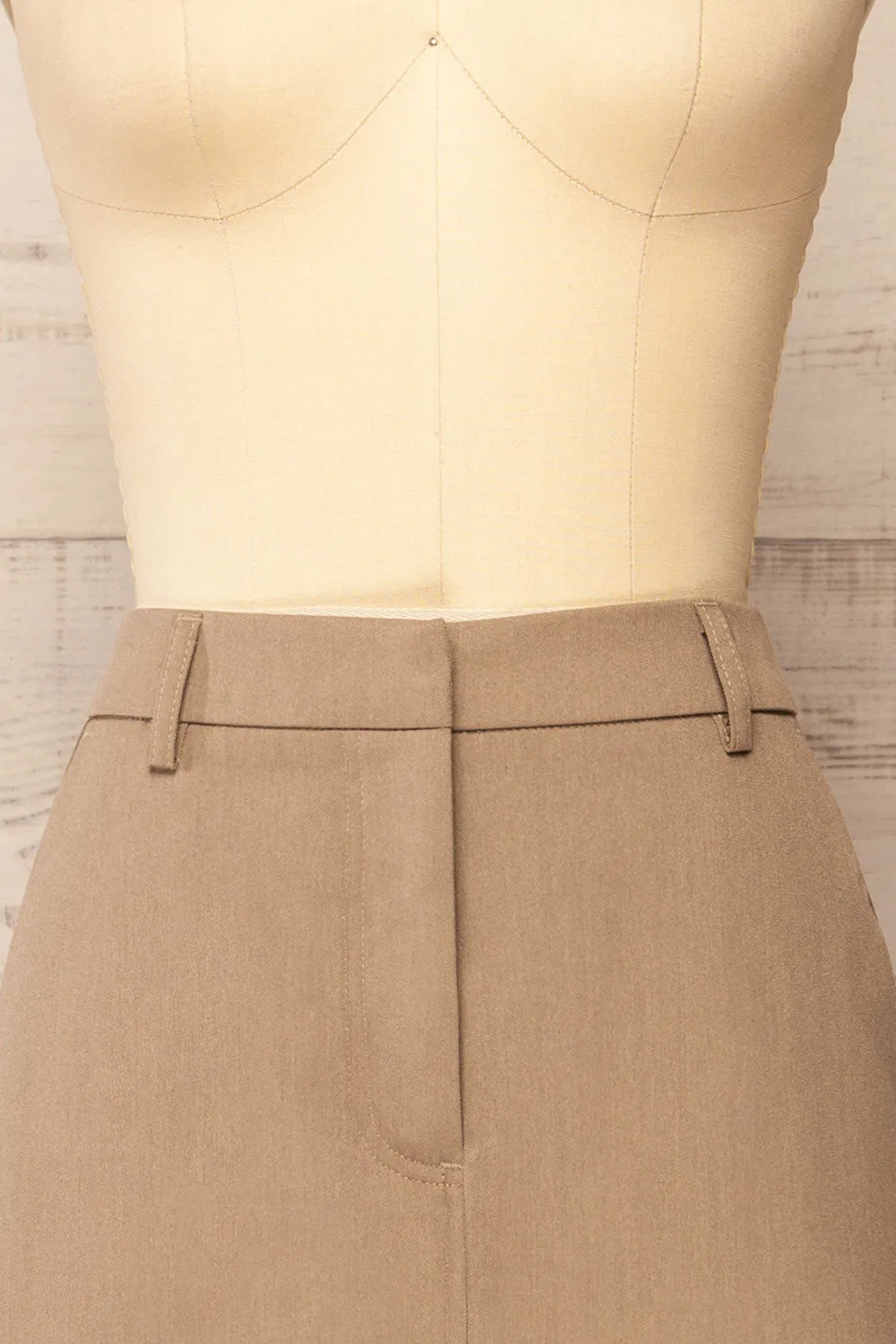 Lacombe | Taupe Midi A-Line Skirt