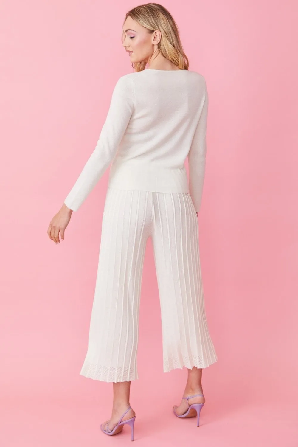 Ladies Cream Cashmere Trousers