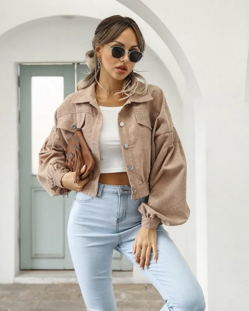 Lantern Sleeve Cropped Jacket