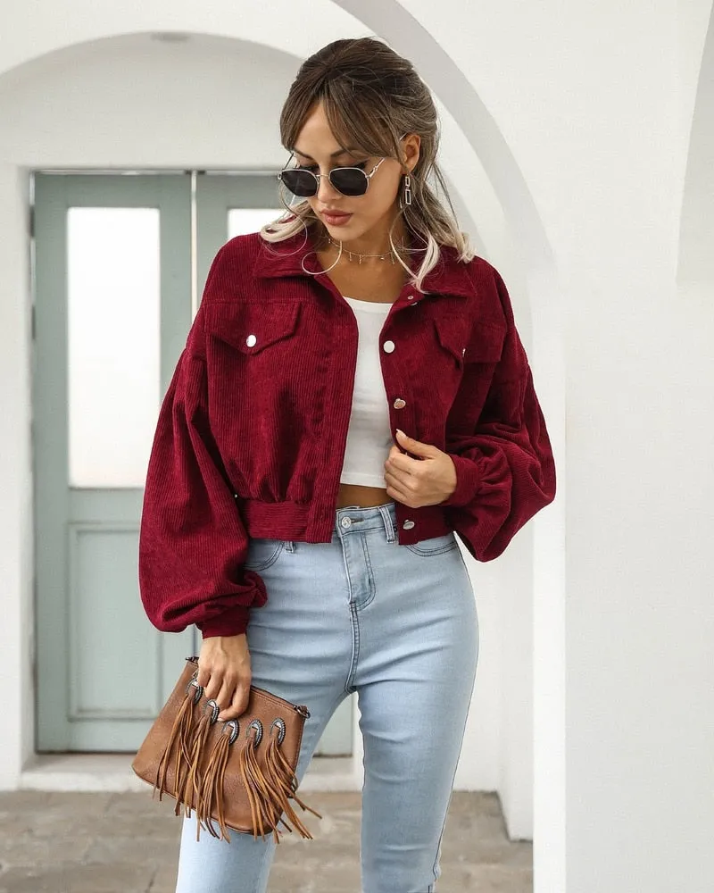 Lantern Sleeve Cropped Jacket