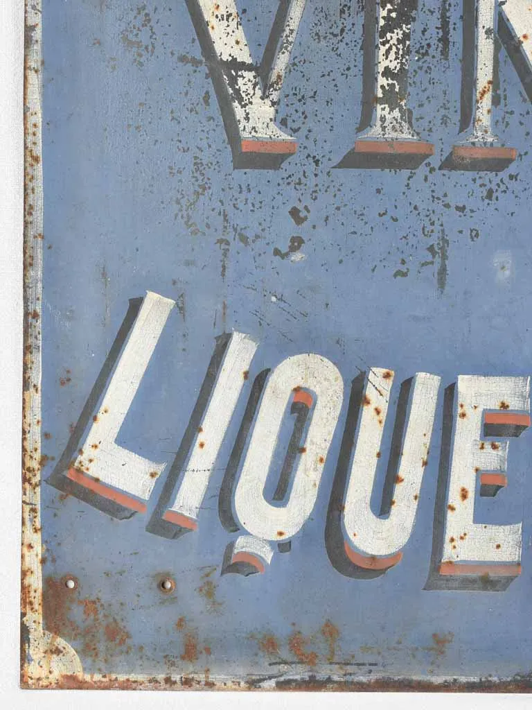 Large blue French shop sign - Épicerie Vins Liqueurs 40¼" x 27½"