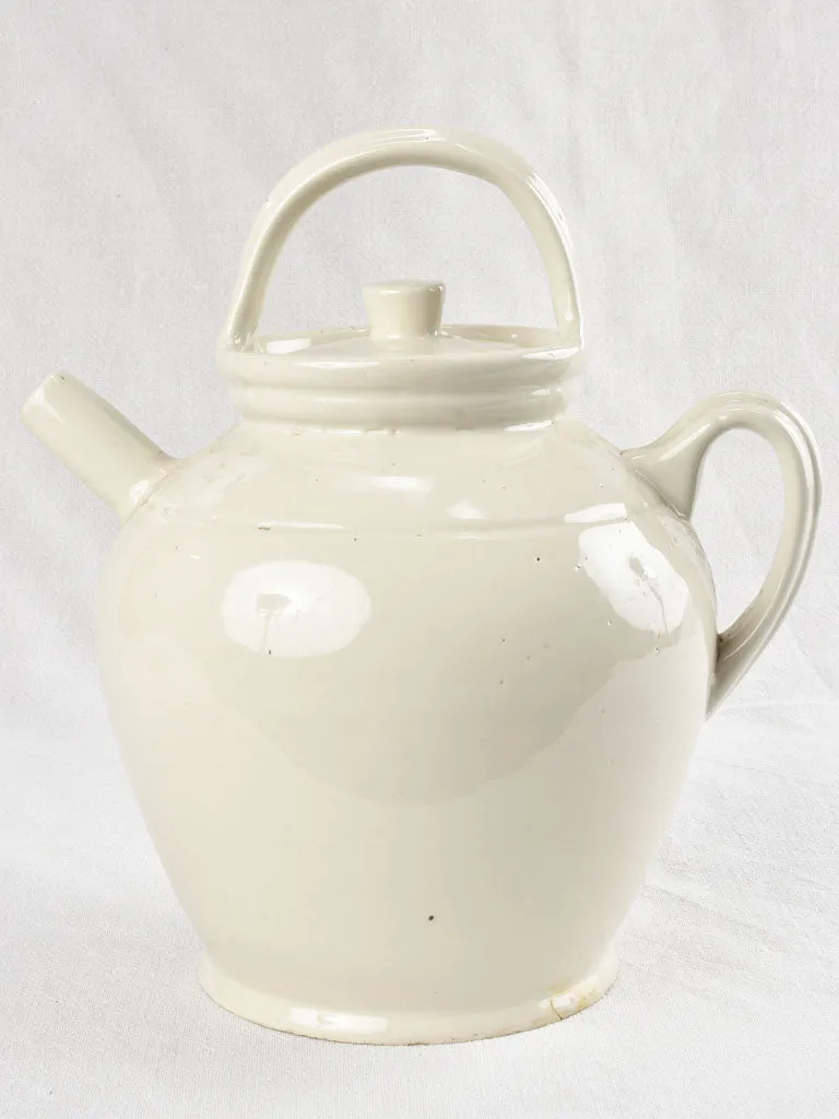 Large white water pitcher with lid 13"