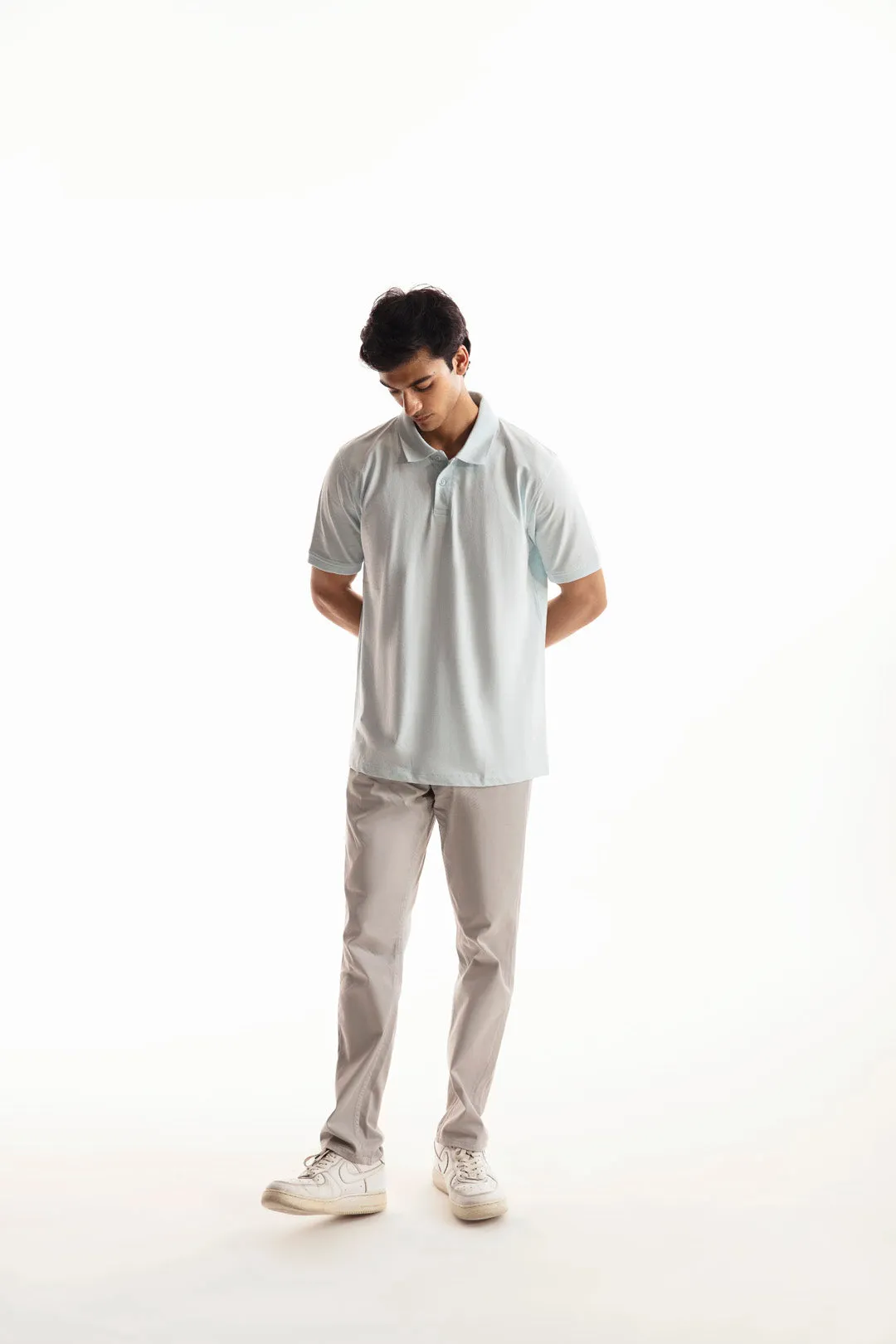 Light Grey Denim Chino Crossover Pants