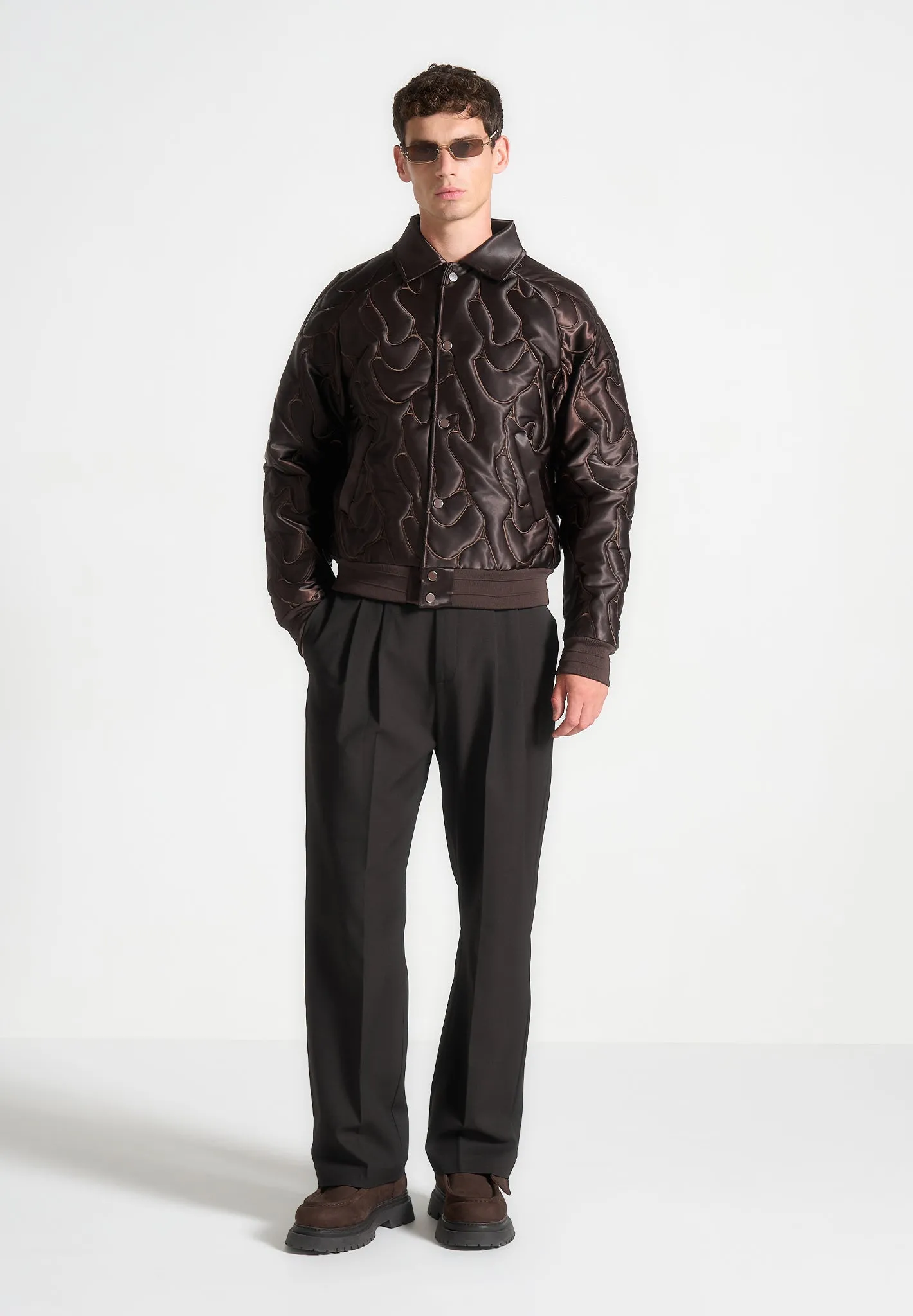 Limited Edition Satin Embroidered Jacket - Brown