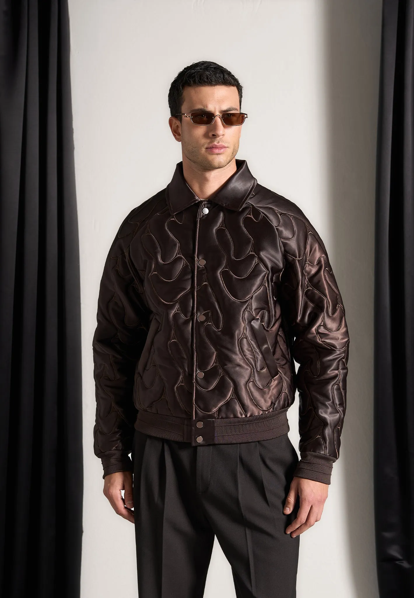 Limited Edition Satin Embroidered Jacket - Brown