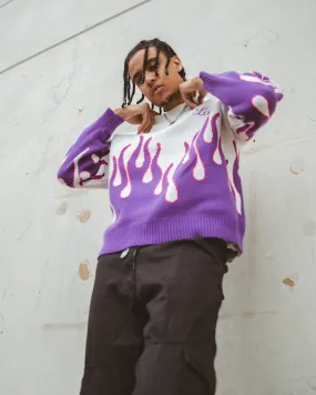 Loiter Inferno Knit Sweater White/Purple