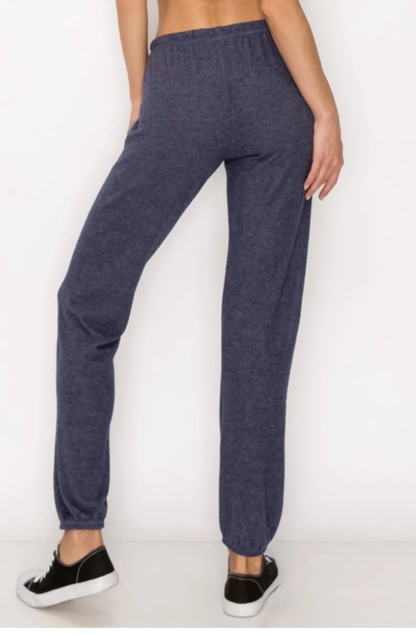 Lounge comfy and cozy black knit pants with elastic drawstring pants with elastic at ankles