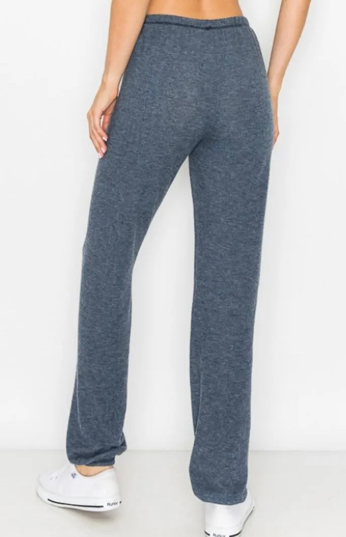 Lounge comfy and cozy black knit pants with elastic drawstring pants with elastic at ankles