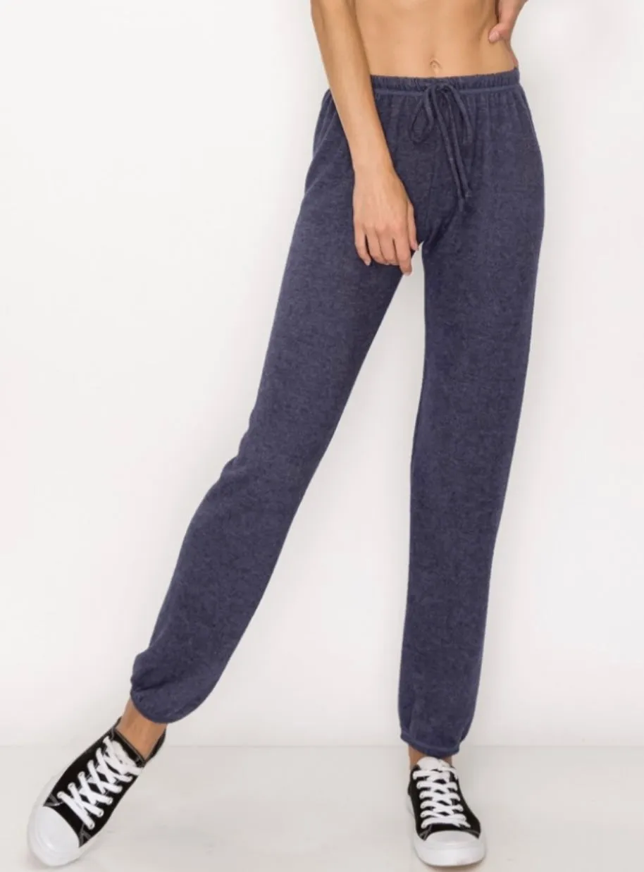 Lounge comfy and cozy black knit pants with elastic drawstring pants with elastic at ankles