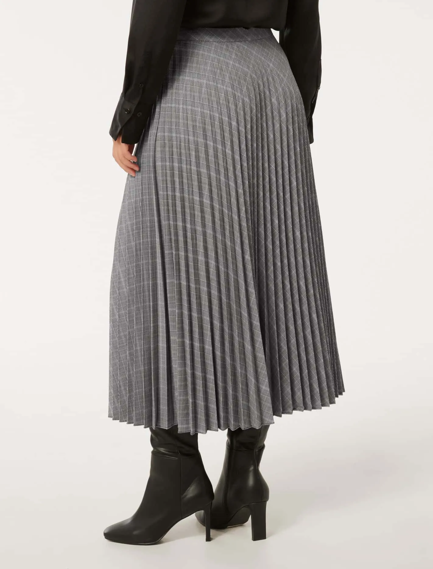 Mackenzie Pleated Check Midi Skirt