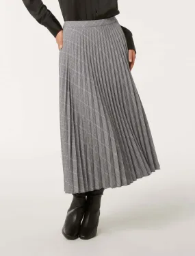 Mackenzie Pleated Check Midi Skirt