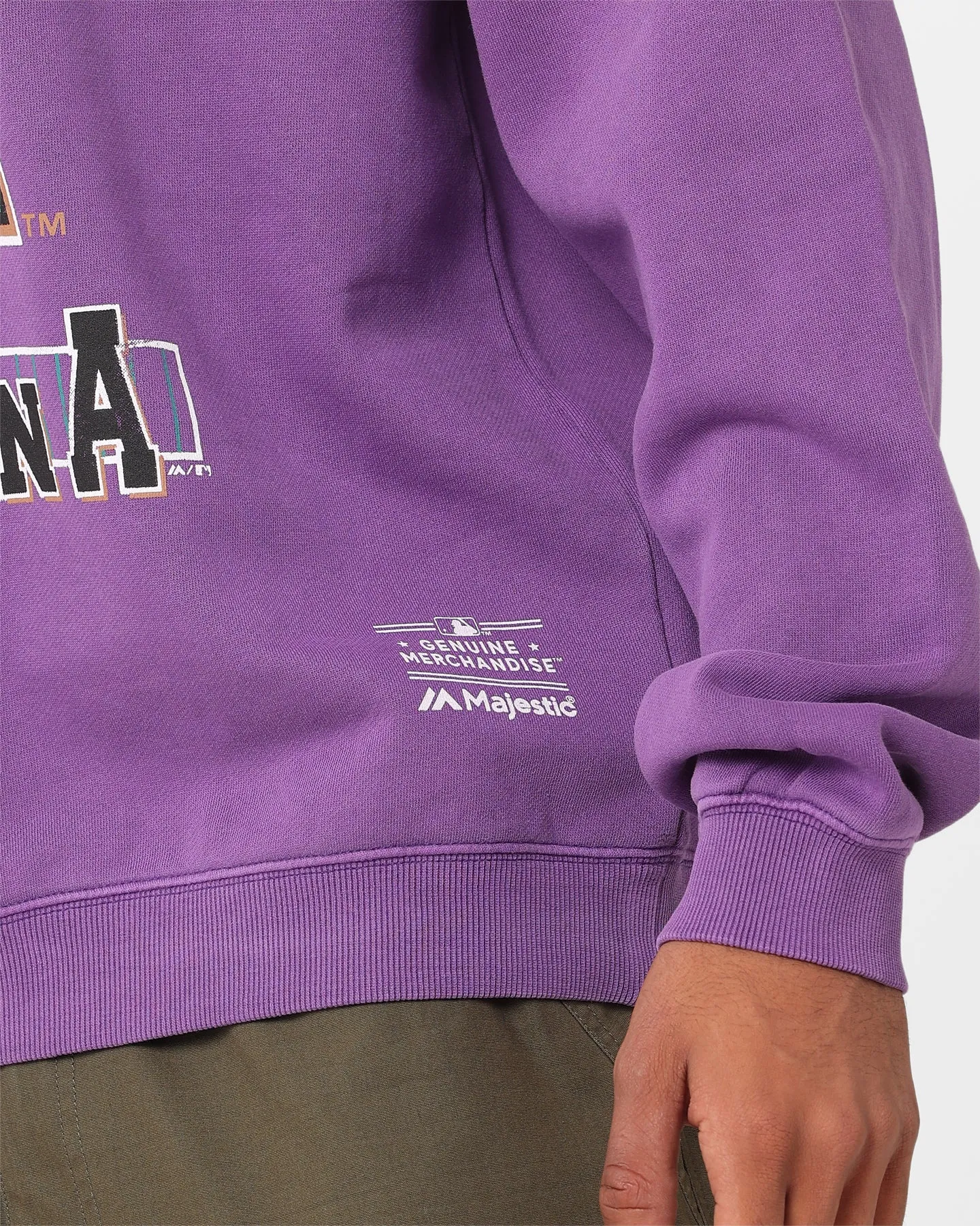 Majestic Athletic Arizona Diamondbacks LGU Arch Crewneck Sweatshirt Faded Purple