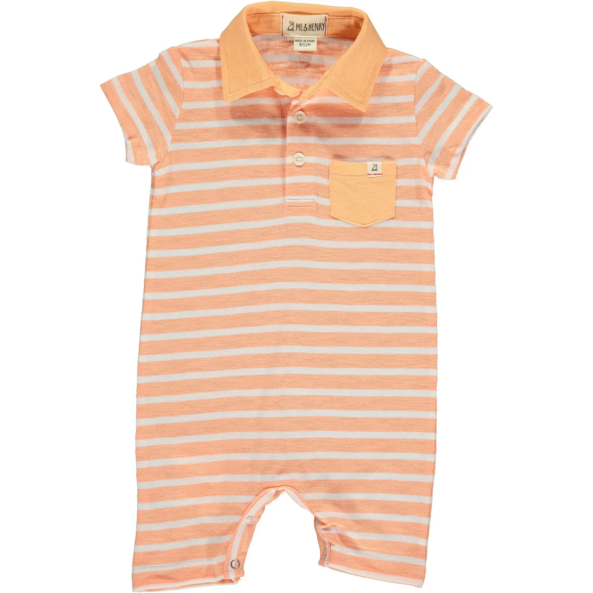 Me & Henry Peach/White Polo Romper