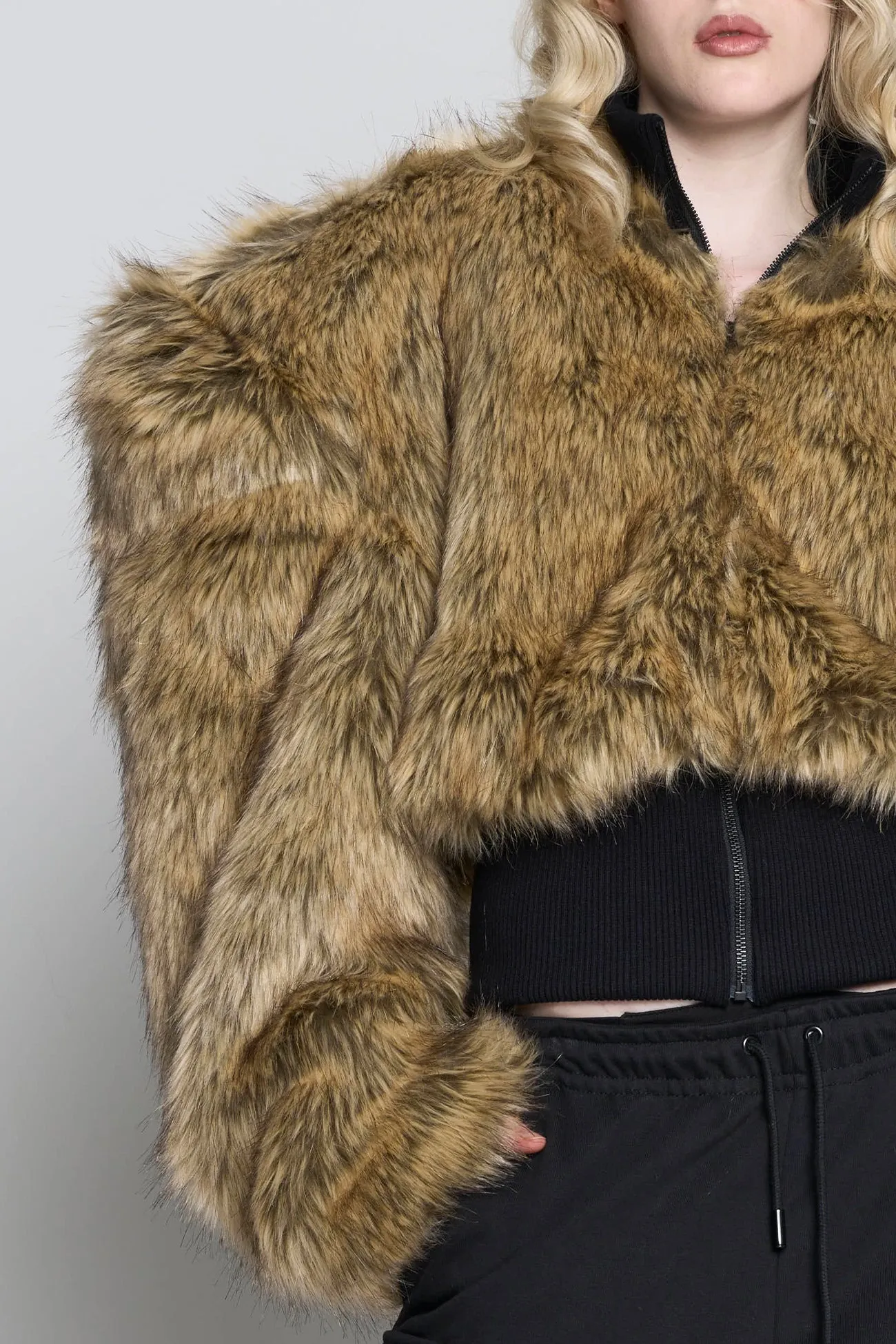 Midnight Crop Faux Fur Jacket