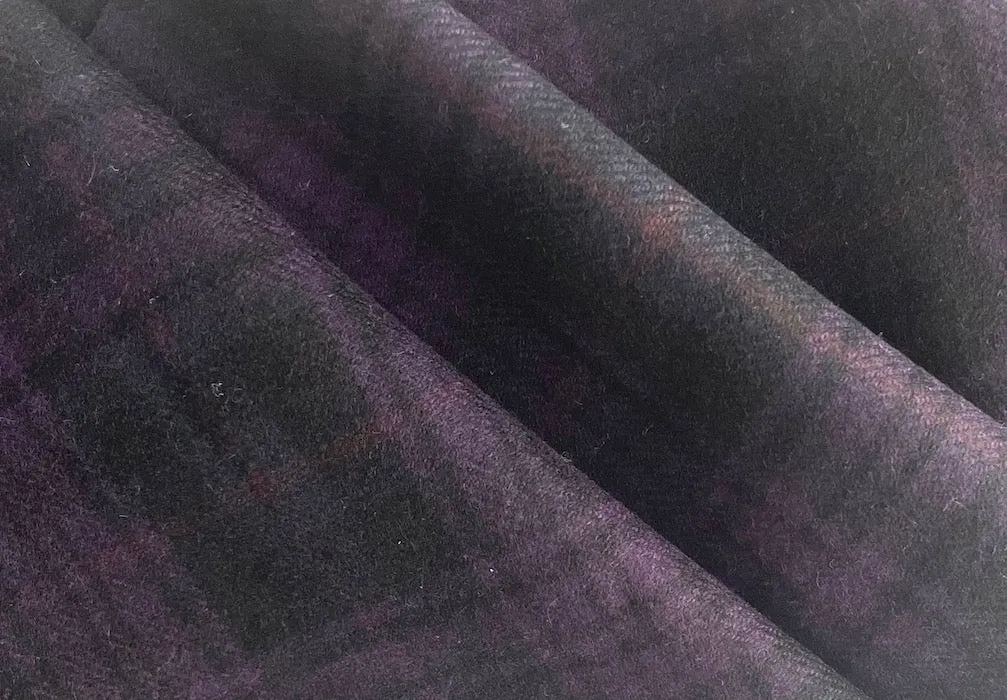 Moody Plum & Black Plaid Wool Tartan  (Made in Italy)