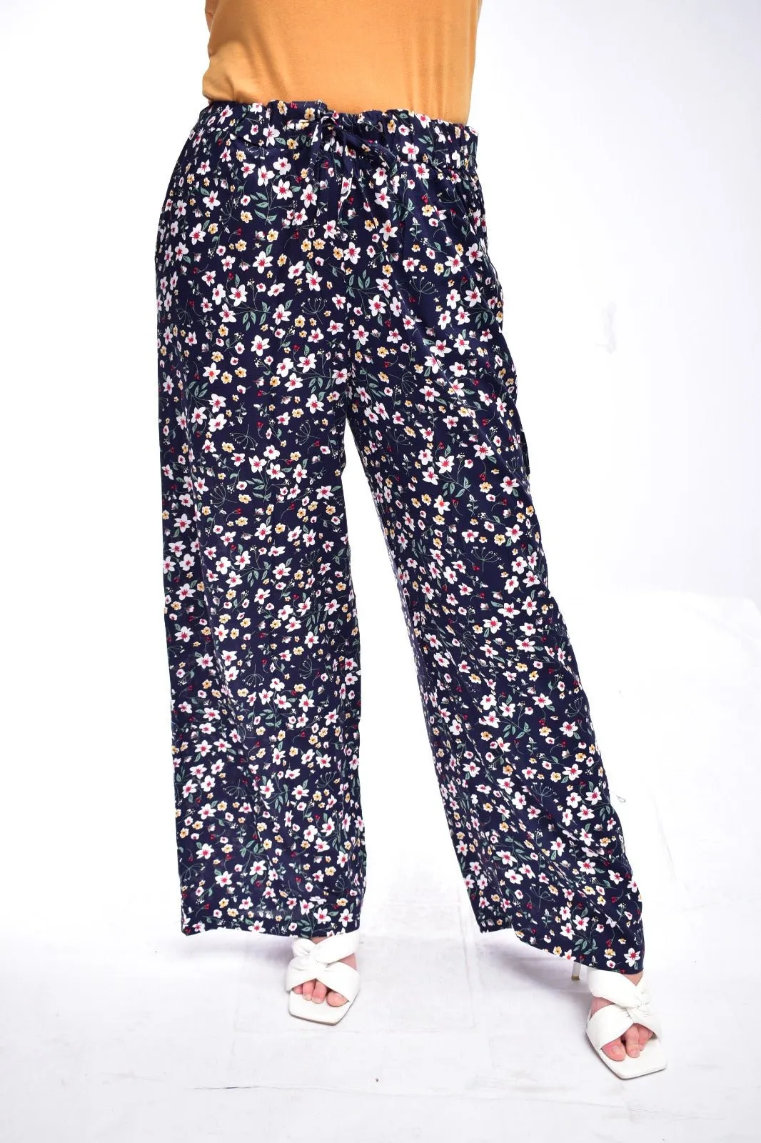 Navy Floral Palazzo Pants