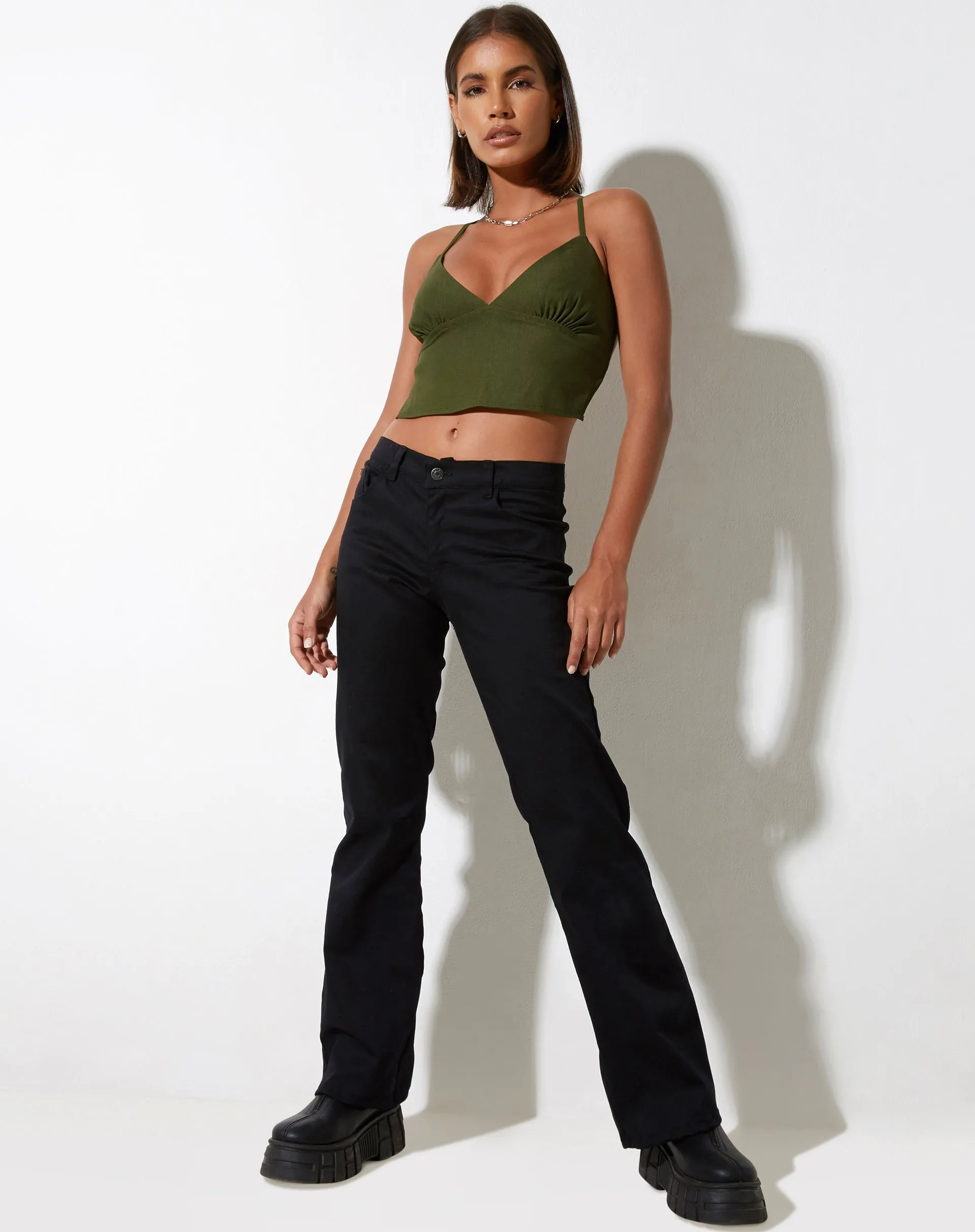 Ombe Crop Top in Tailoring Olive