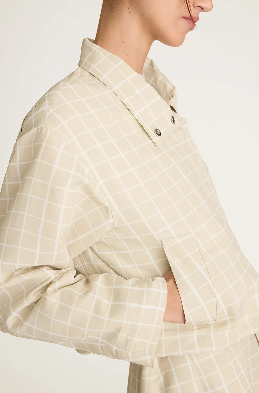 Painterly Windowpane Cropped Faille Jacket