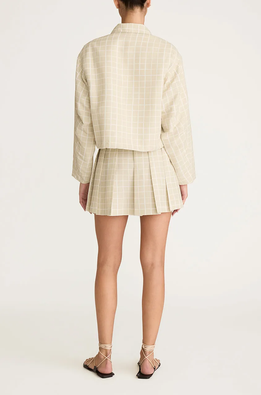 Painterly Windowpane Cropped Faille Jacket