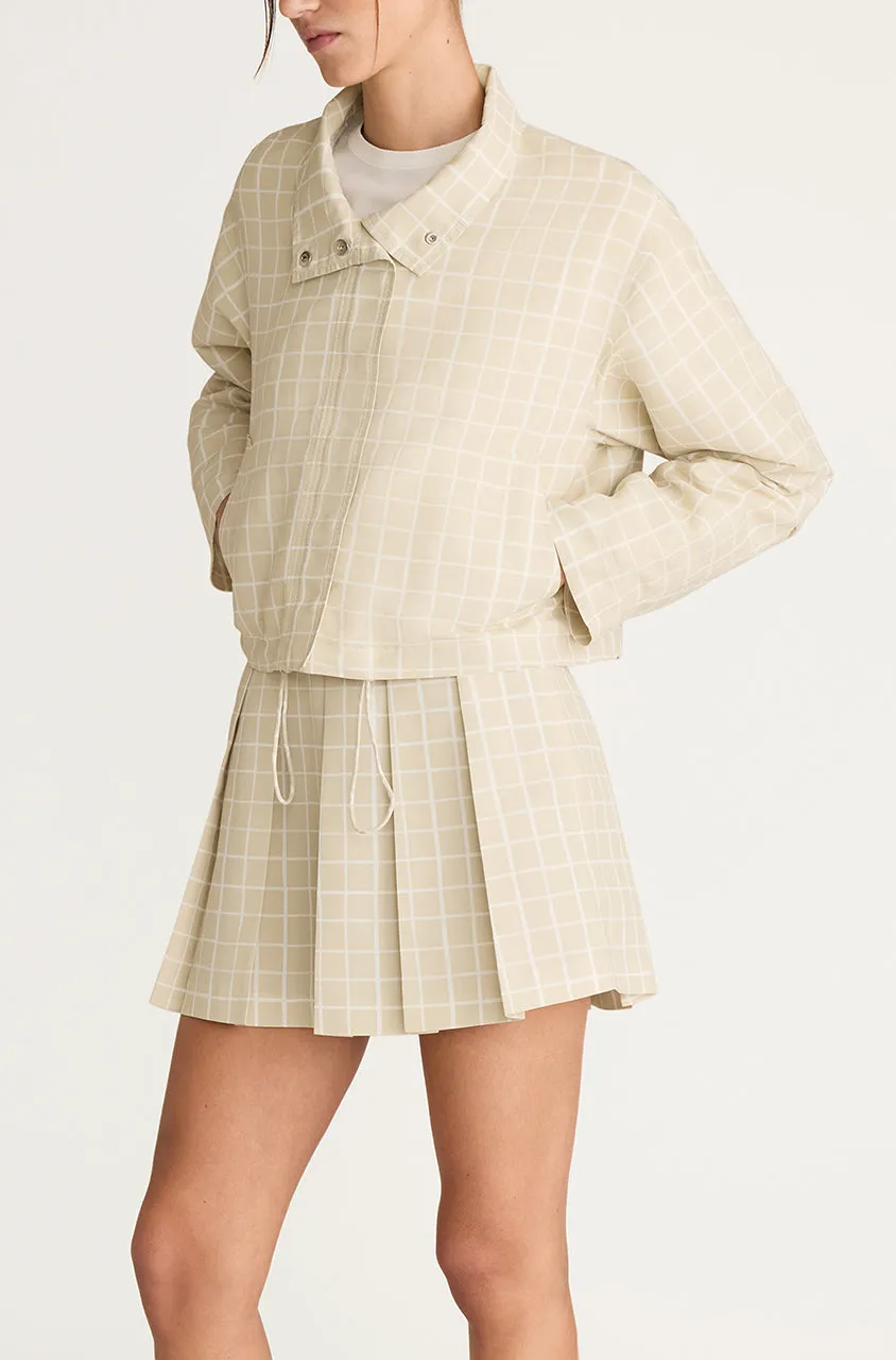 Painterly Windowpane Cropped Faille Jacket