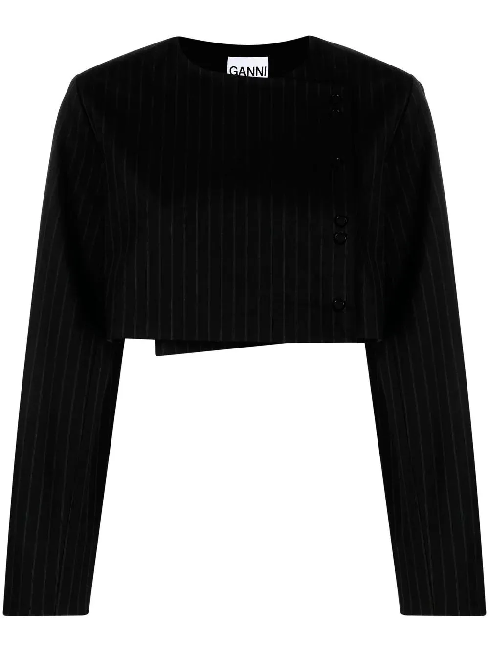 Pinstripe-print cropped jacket