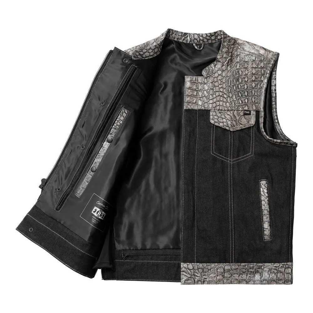 Placid - Men's Leather/Denim Motorcycle Vest - Limited Edition