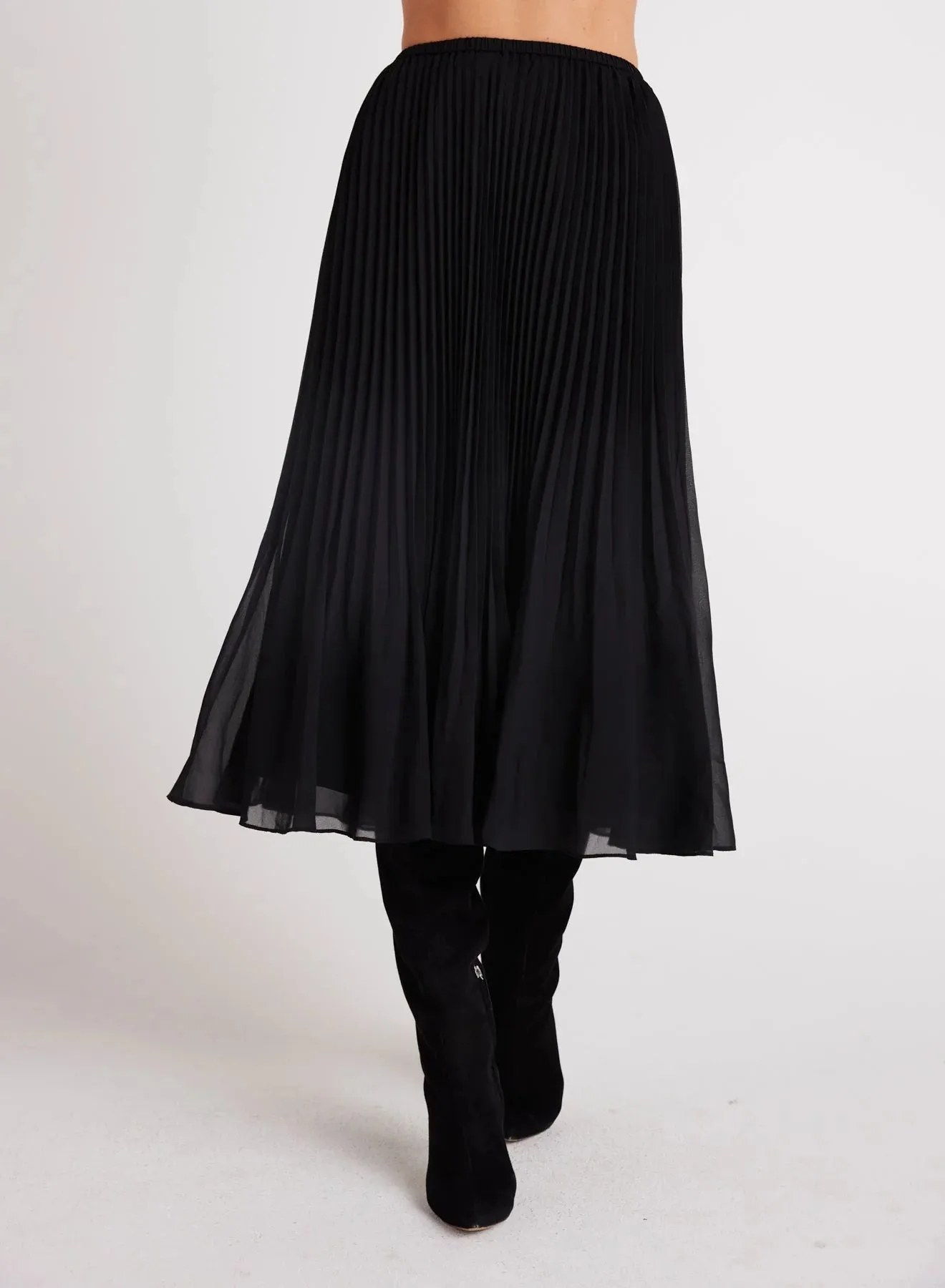 Pleated Sunburst Pleat Midi Skirt