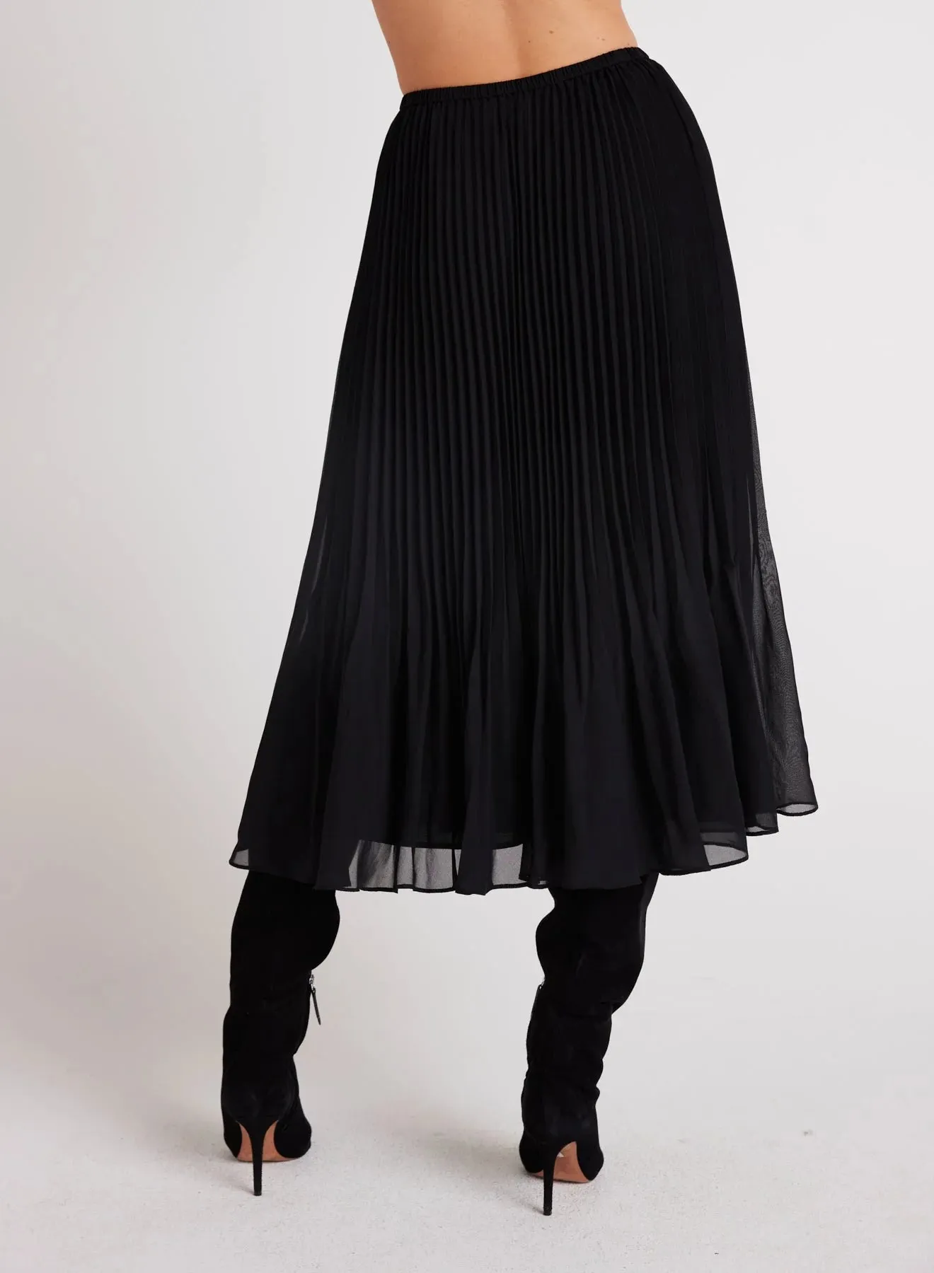 Pleated Sunburst Pleat Midi Skirt