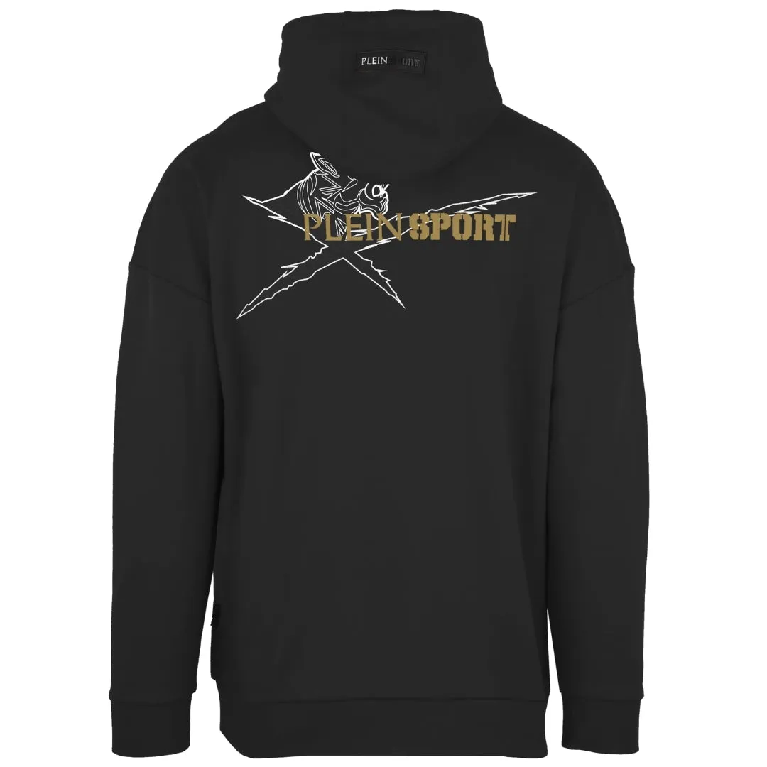 Plein Sport Logo On Back Zip Up Black Hoodie