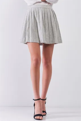 "Back To School" Grey Woolen Pleated Mini Skirt /1-2-2-1