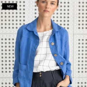 R: HELSINKI linen jacket (Size: XS; Color: Cornflower Blue)