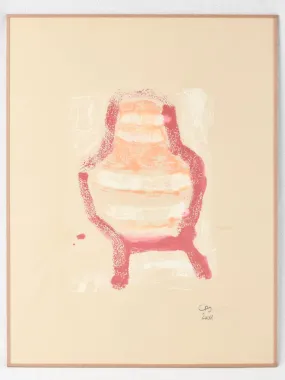 Red, yellow white chair - monotype - Caroline Beauzon 25½ x 19¾""