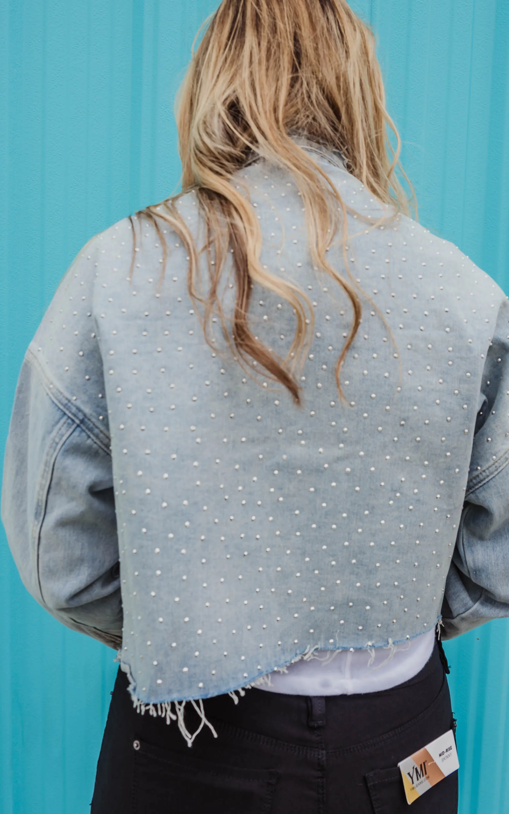 Rhinestone Studded Denim Jacket -Blue B - Final Sale*