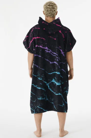 Rip Curl Print Hooded Changing Robe  Poncho Towel Black Blue