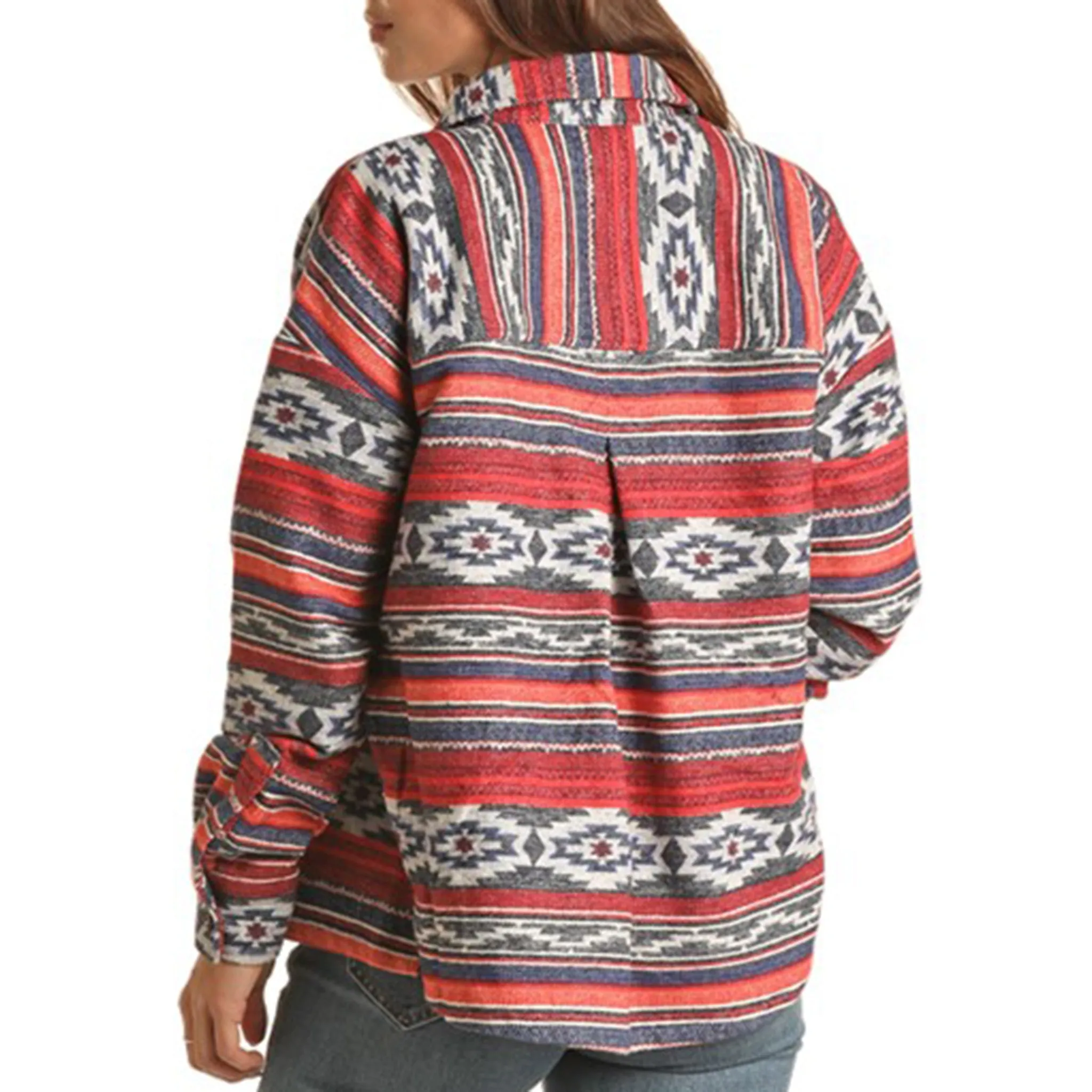 Rock & Roll Women's Red Aztec Shacket