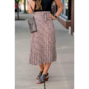 Safari Pleated Tie Midi Skirt