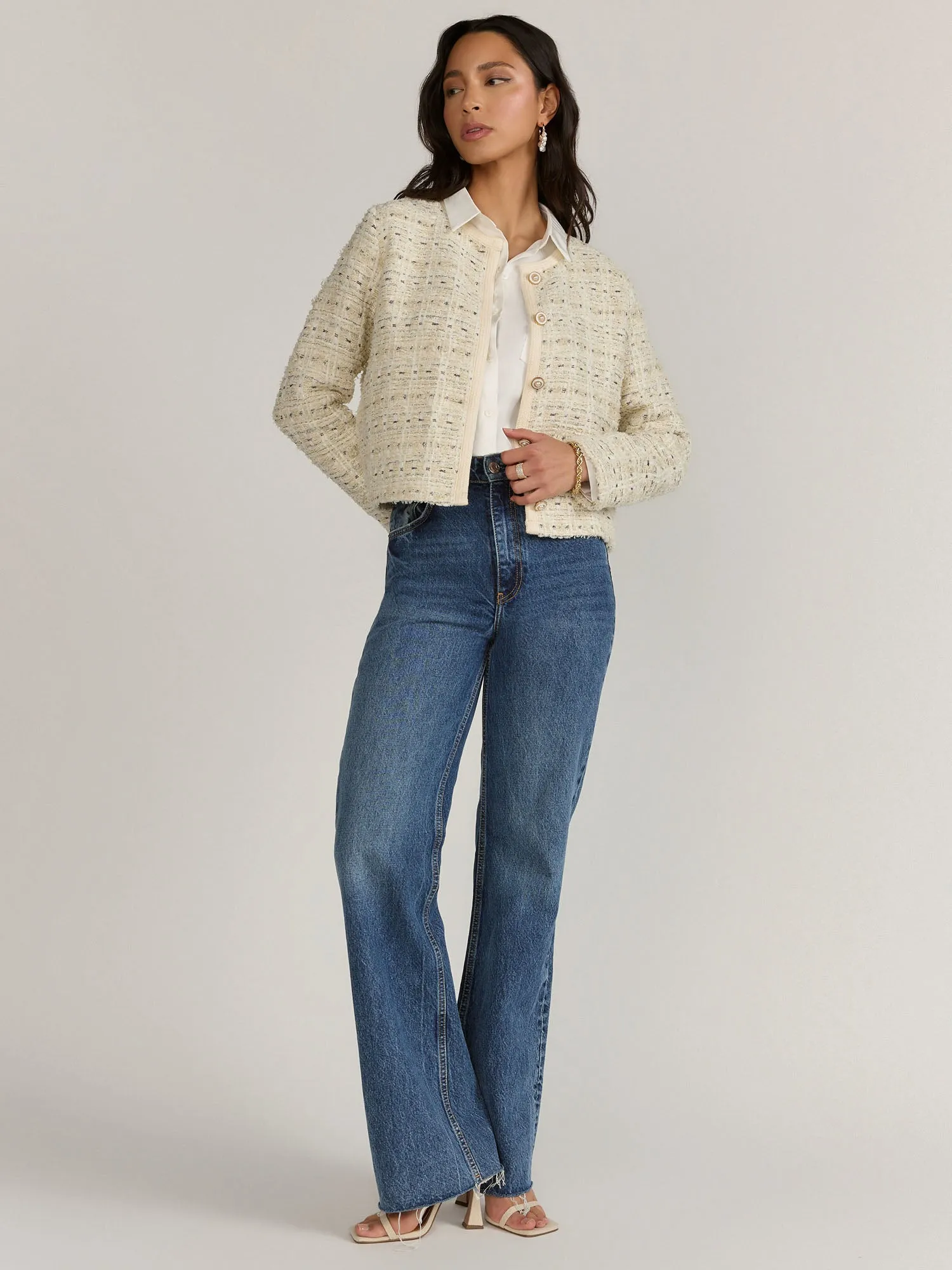 Sans Souci Long Sleeve Boucle Crop Jacket - Brands We Love