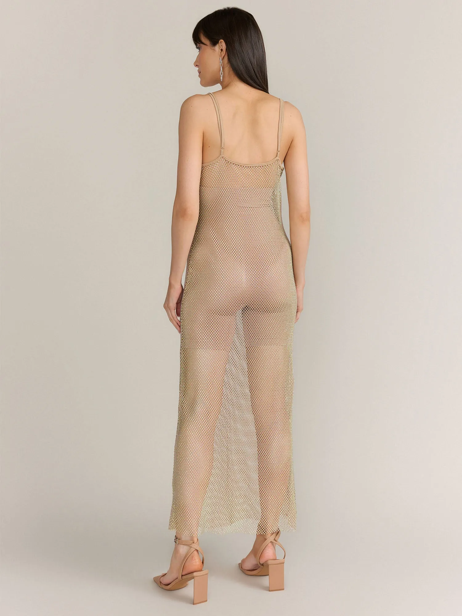 Sans Souci Spaghetti Strap Crystal Sheer Slip Dress - Brands We Love