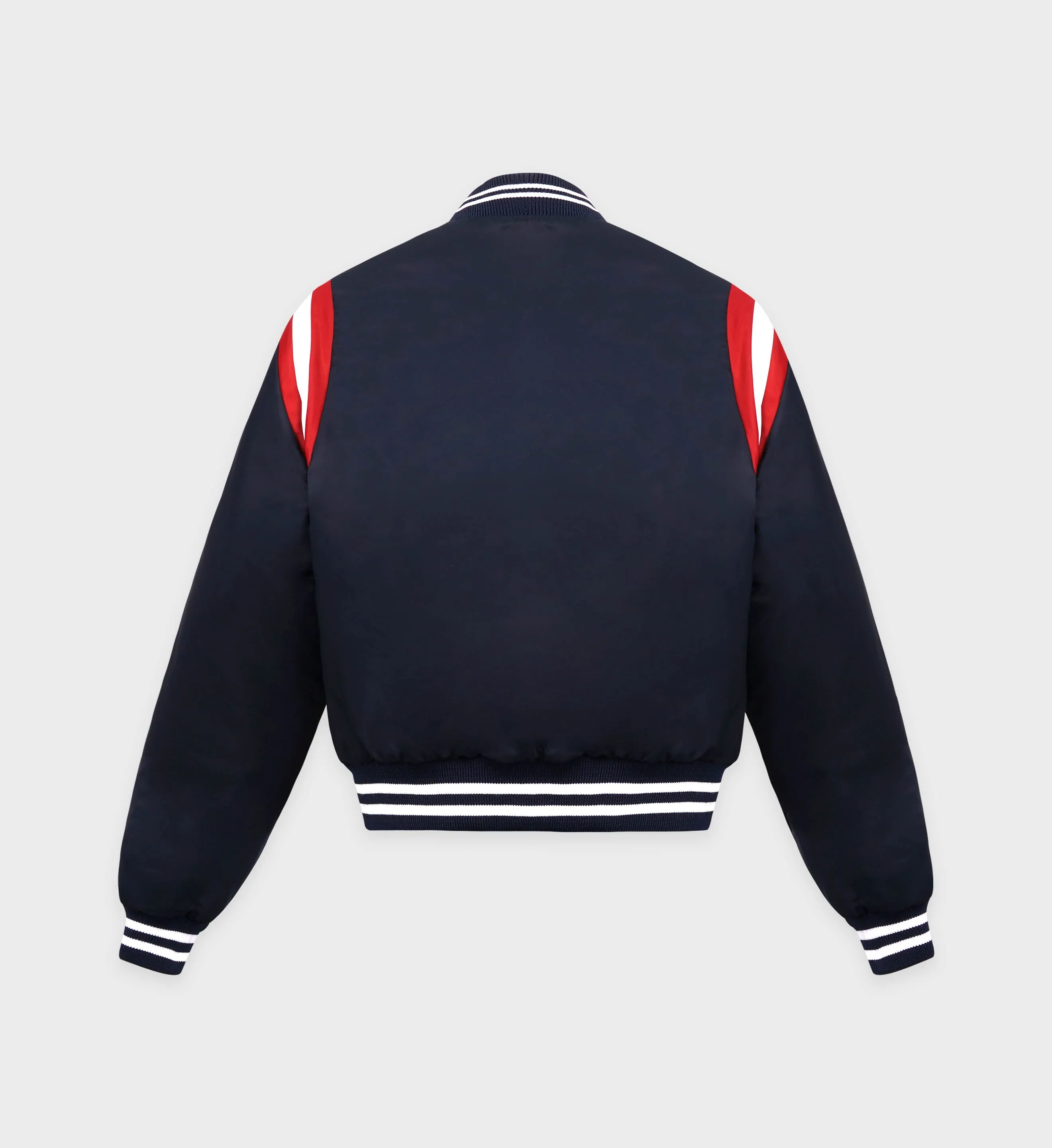 Serif Logo Varsity Jacket - Navy/White/Red