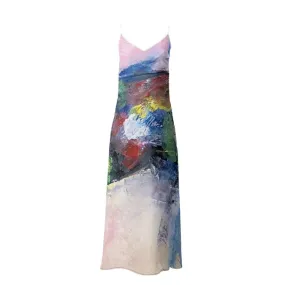 Silk Slip Dress Abstract Splash of Life