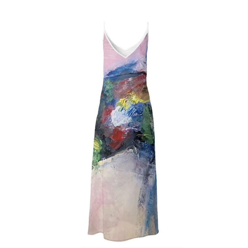 Silk Slip Dress Abstract Splash of Life