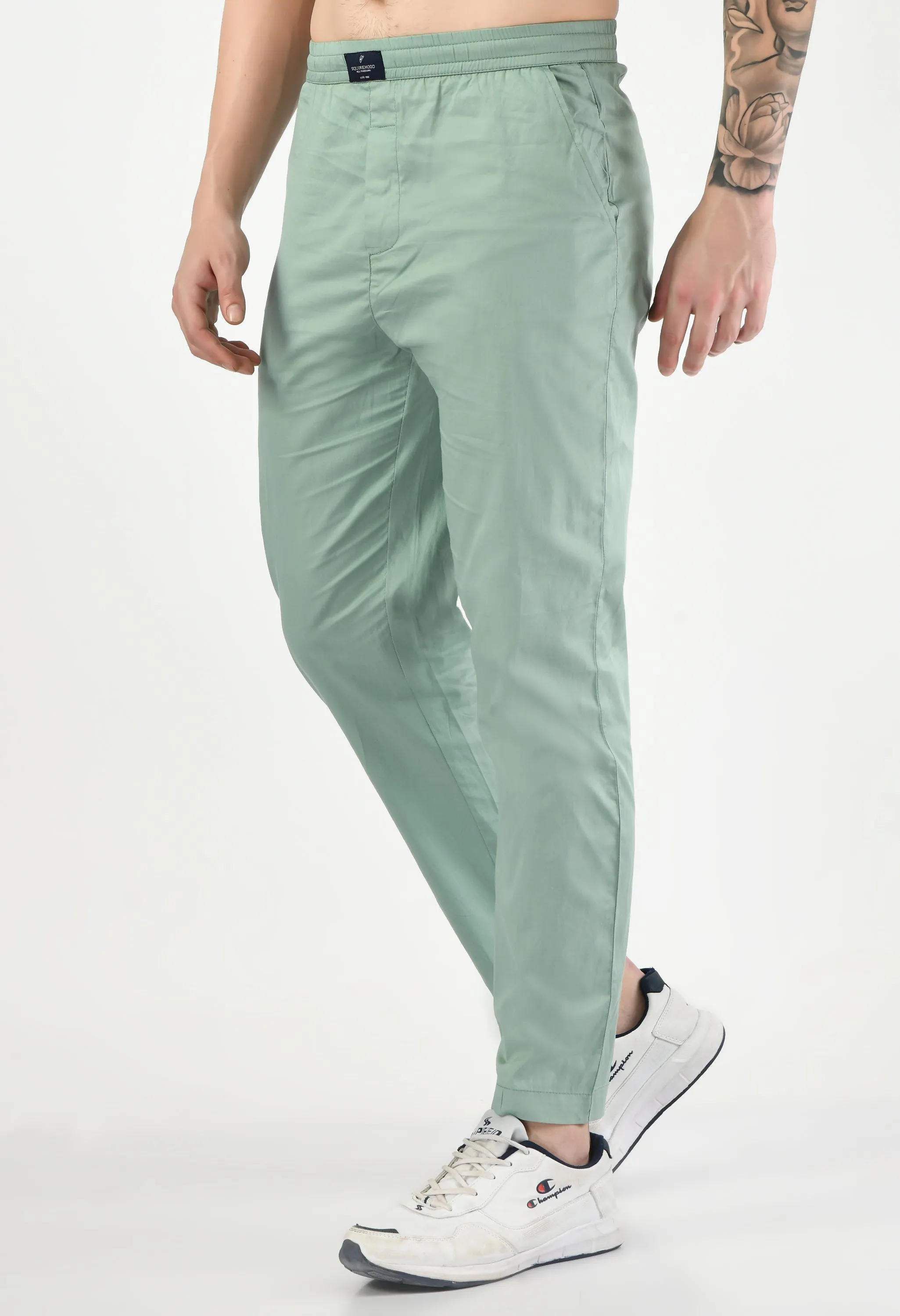 Solid Cotton Twill Relaxed Fit Men's Trousers