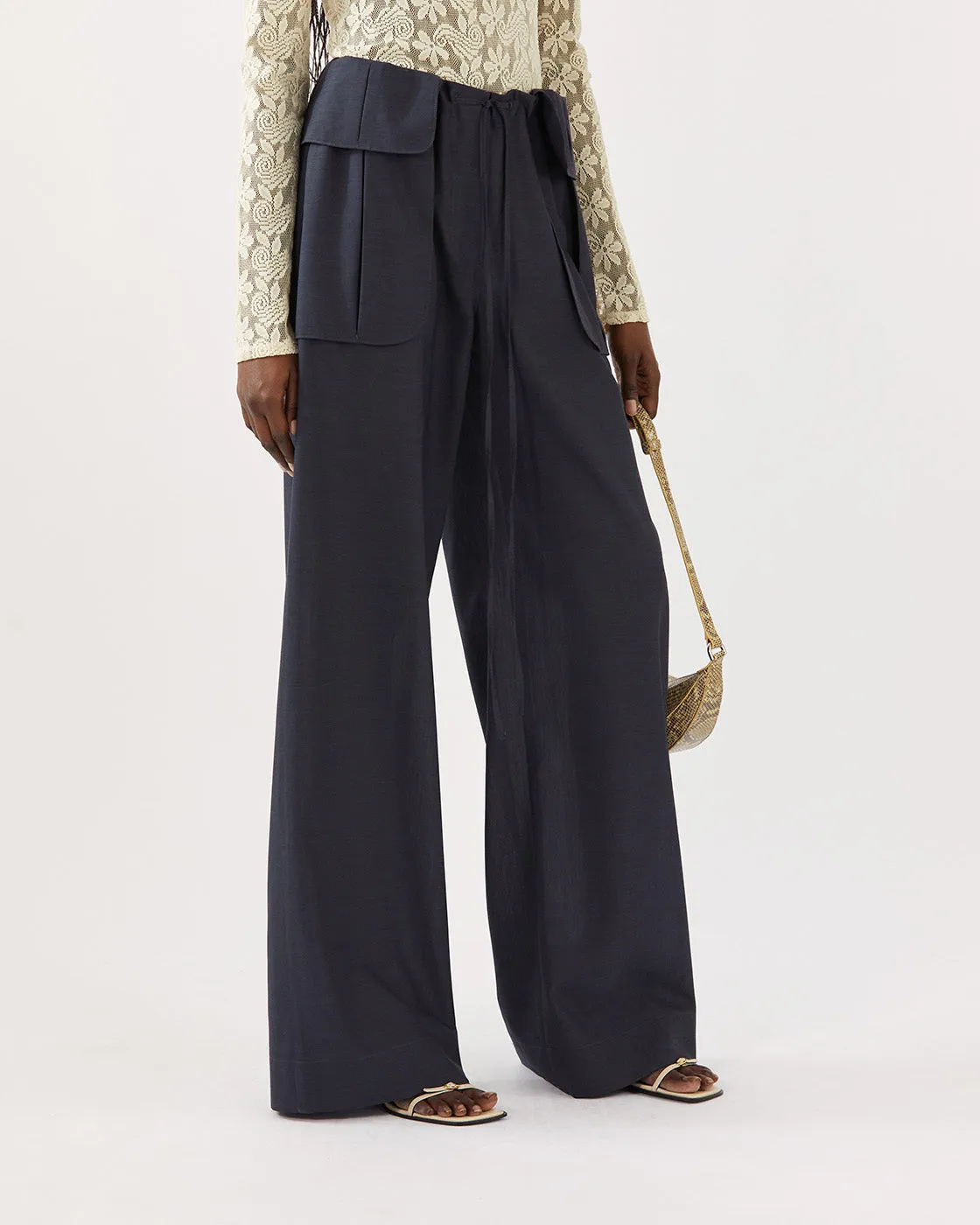 Sonia Trousers Wool Blend Suiting Slate