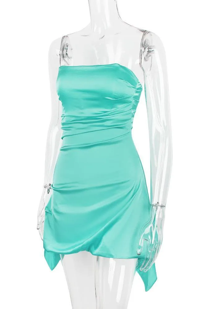 Strapless Jade Ruched Short Homecoming Dress