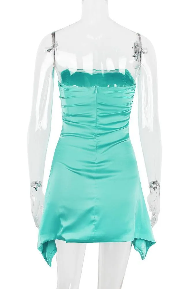 Strapless Jade Ruched Short Homecoming Dress