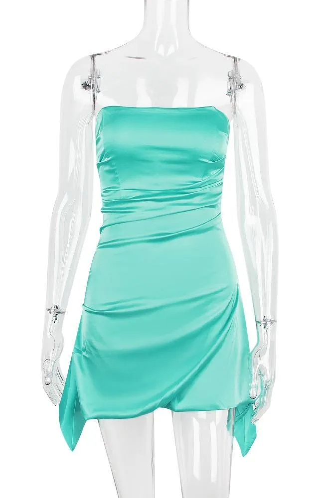 Strapless Jade Ruched Short Homecoming Dress