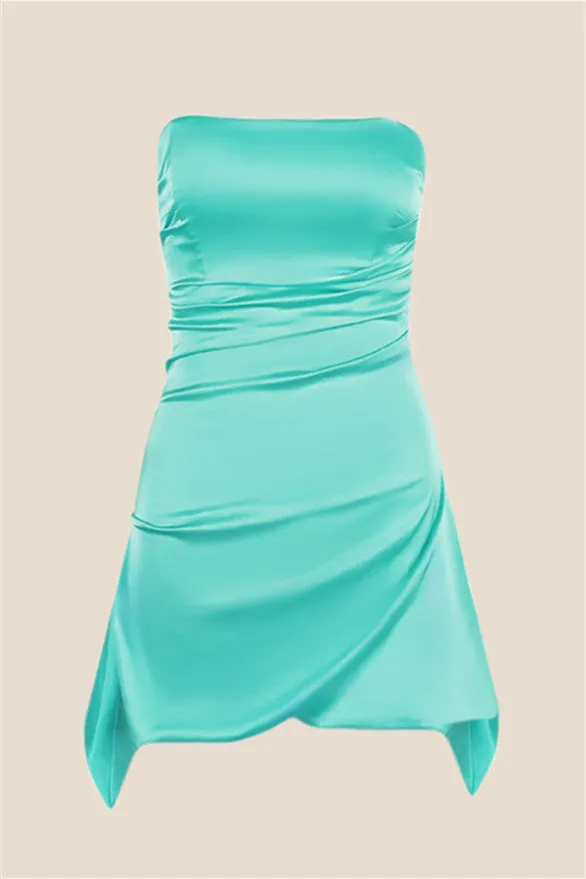 Strapless Jade Ruched Short Homecoming Dress